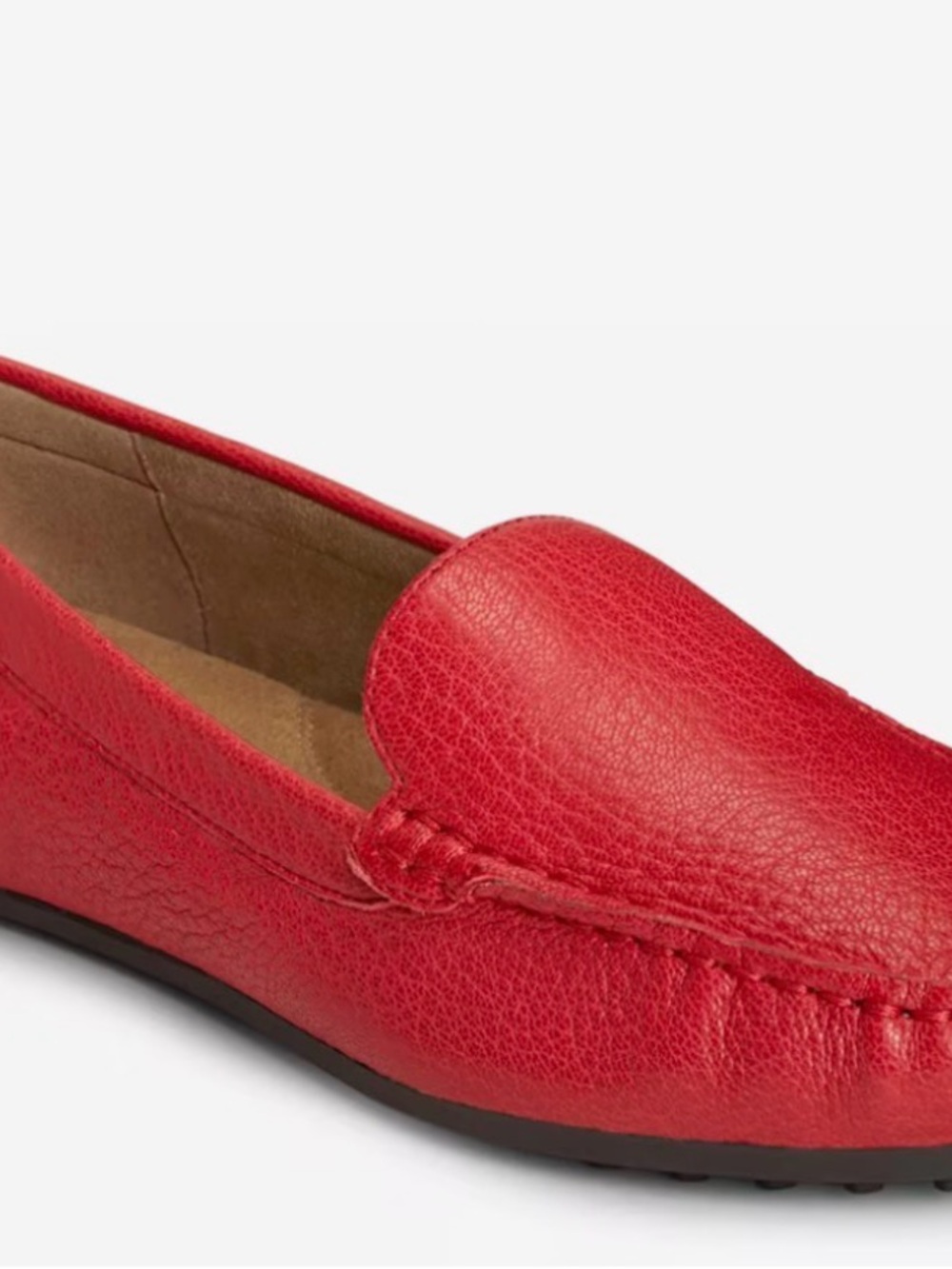 Aerosoles Women's Over Drive Driving Style Slip On Loafers Red Leather- 10M